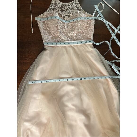Morilee Pink Formal Dress Sz 4 Halter Top Princess Tulle Skirt Prom Hoco Wedding - Picture 8 of 9